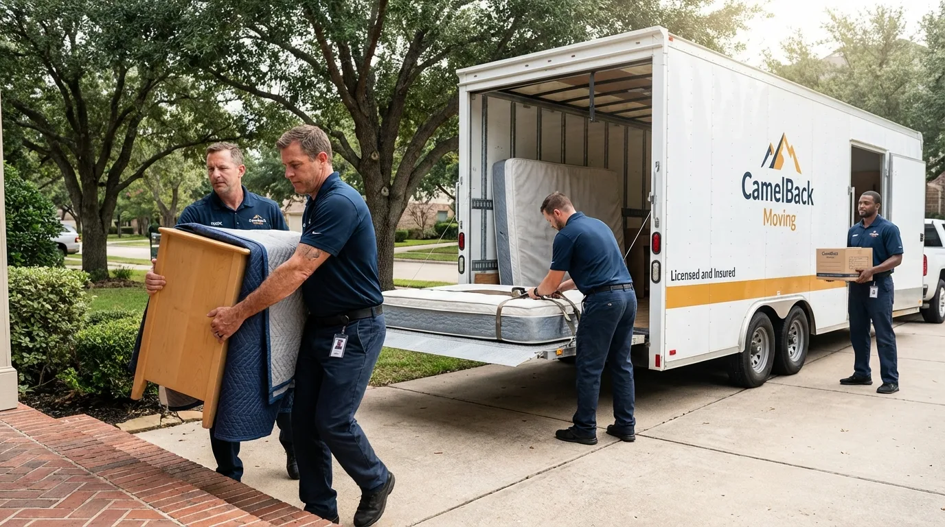 Crew loading residential truck for cross-state move from Osawatomie, KS