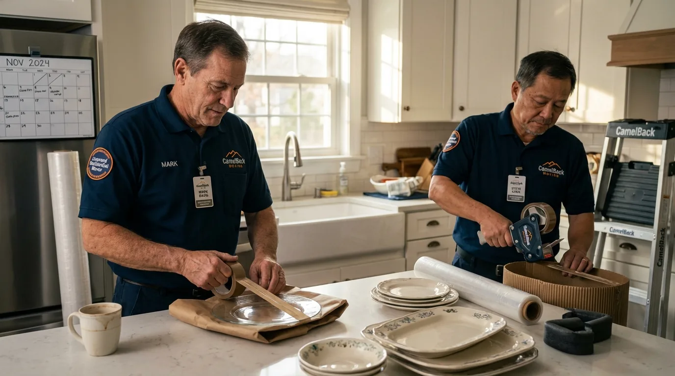 Professional crew packing kitchen dishware in Osawatomie, KS